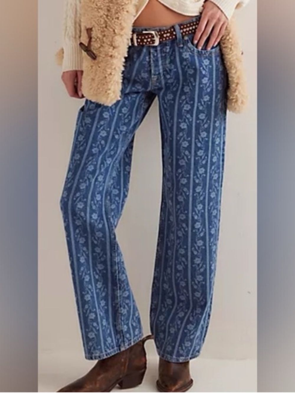 Free People low rise floral jeans